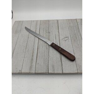Robinson Knife Co 8” Carving Utility Knife #3 Serrated Wood Handle 12 1/2" Total